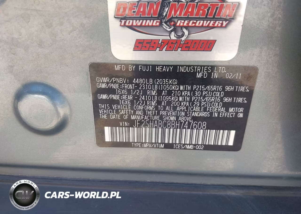 2011 Subaru Forester 2.5X VIN:JF2SHABC8BH747608 - 9