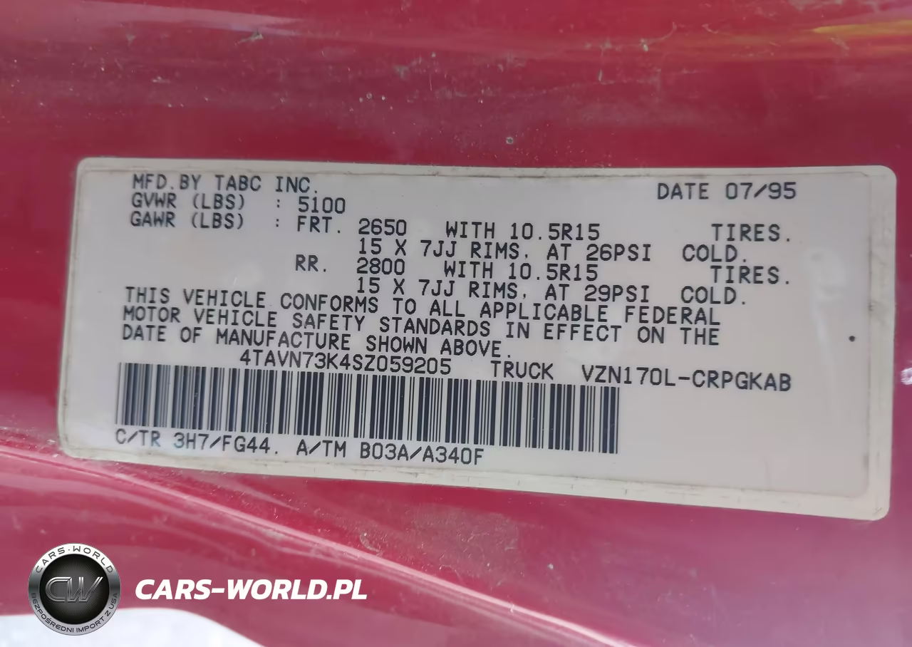 1995 Toyota Tacoma Xtracab Sr5 VIN:4TAVN73K4SZ059205 - 9