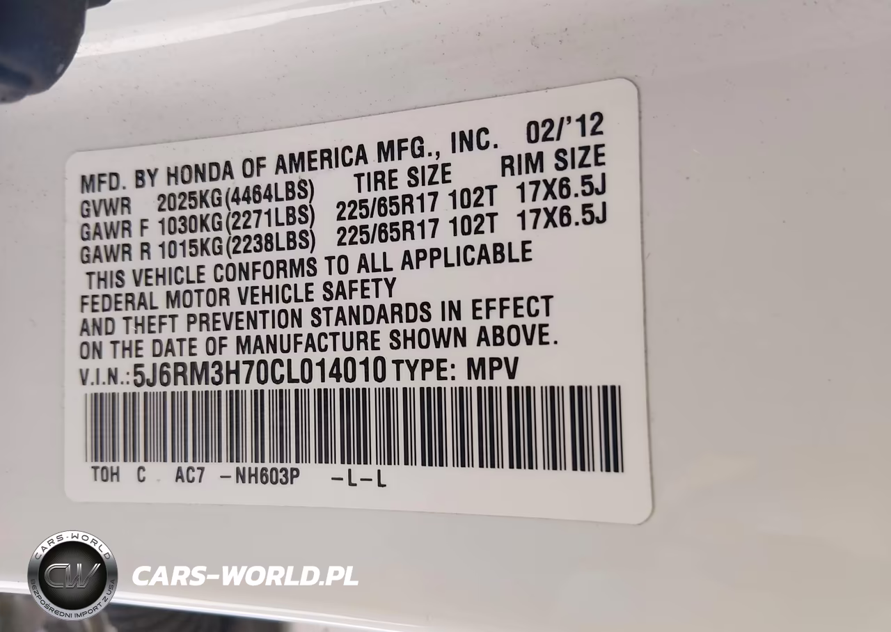 2012 Honda Cr-V Ex-L VIN:5J6RM3H70CL014010 - 9