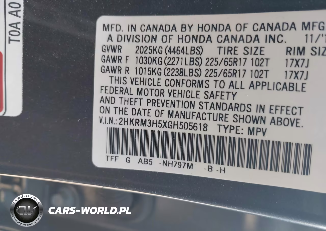 2016 Honda Cr-V Ex VIN:2HKRM3H5XGH505618 - 9