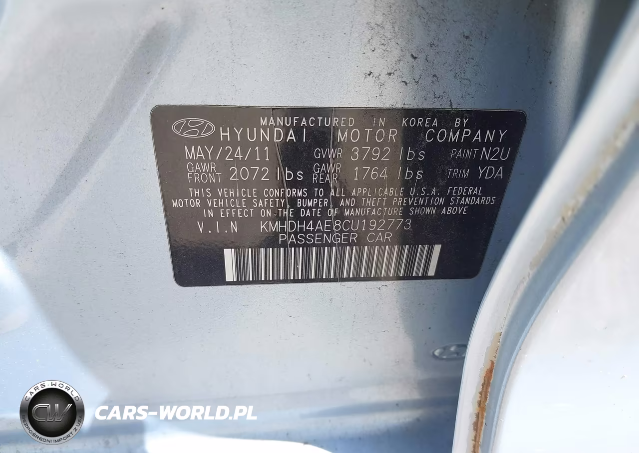 2012 Hyundai Elantra Gls (Ulsan Plant) VIN:KMHDH4AE8CU192773 - 9