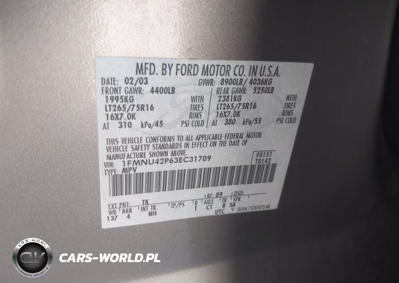 2003 Ford Excursion Limited VIN:1FMNU42P63EC31709 - 9