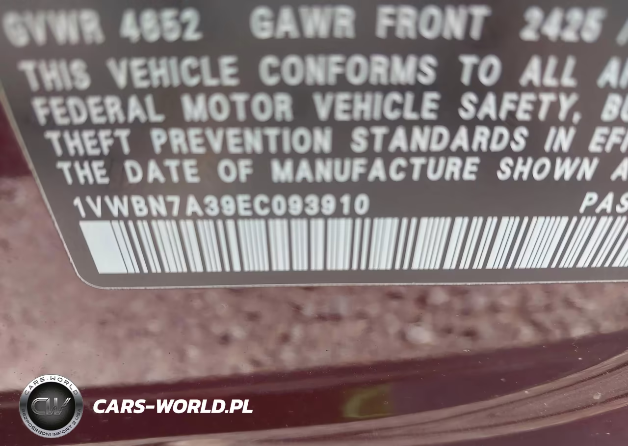 2014 Volkswagen Passat 2.0L Tdi Se VIN:1VWBN7A39EC093910 - 9
