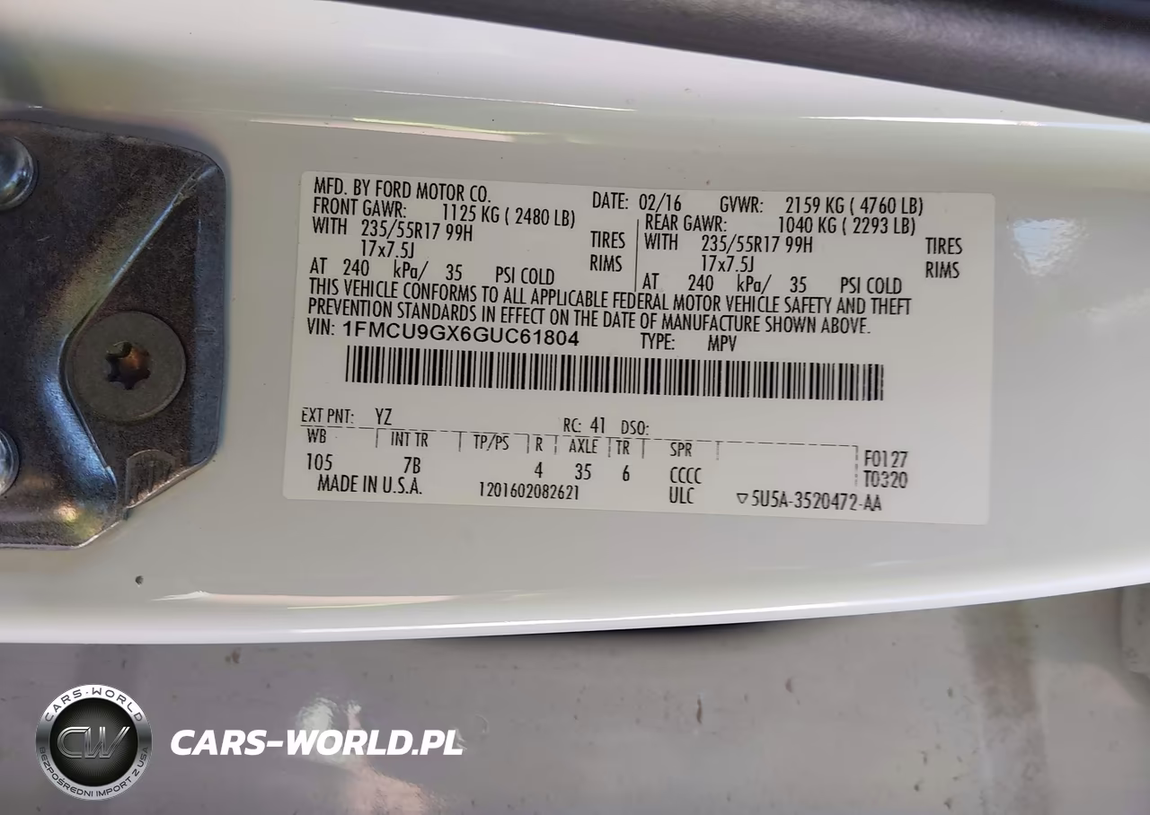 2016 Ford Escape Se VIN:1FMCU9GX6GUC61804 - 9