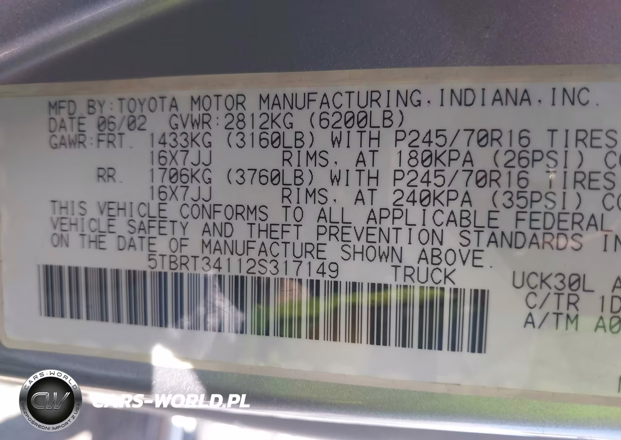 2002 Toyota Tundra Sr5 V8 VIN:5TBRT34112S317149 - 9