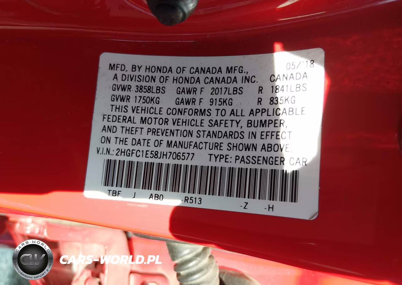 2018 Honda Civic Si VIN:2HGFC1E58JH706577 - 9