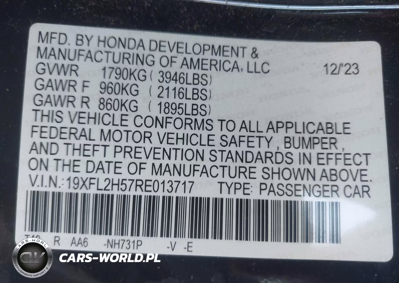 2024 Honda Civic Lx VIN:19XFL2H57RE013717 - 9