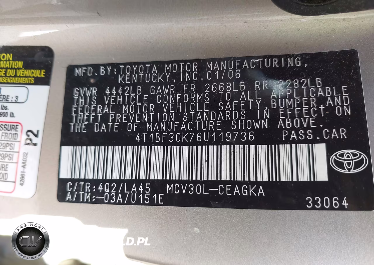 2006 Toyota Camry Xle V6 VIN:4T1BF30K76U119736 - 9