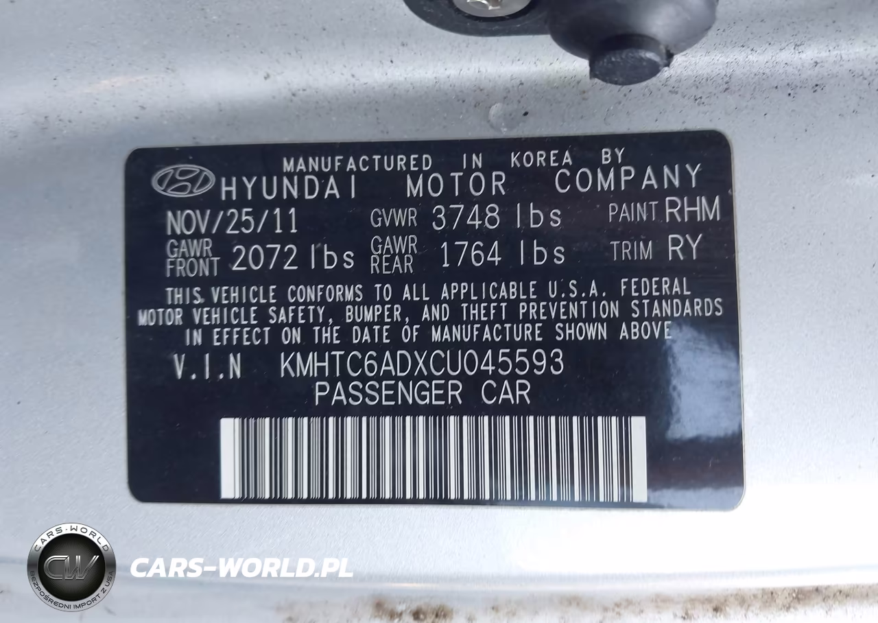2012 Hyundai Veloster Base W-Gray VIN:KMHTC6ADXCU045593 - 9