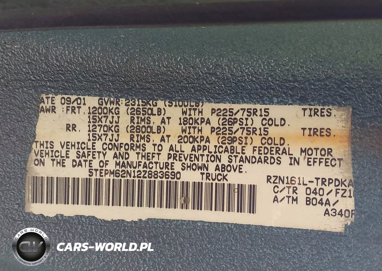 2002 Toyota Tacoma VIN:5TEPM62N12Z883690 - 9