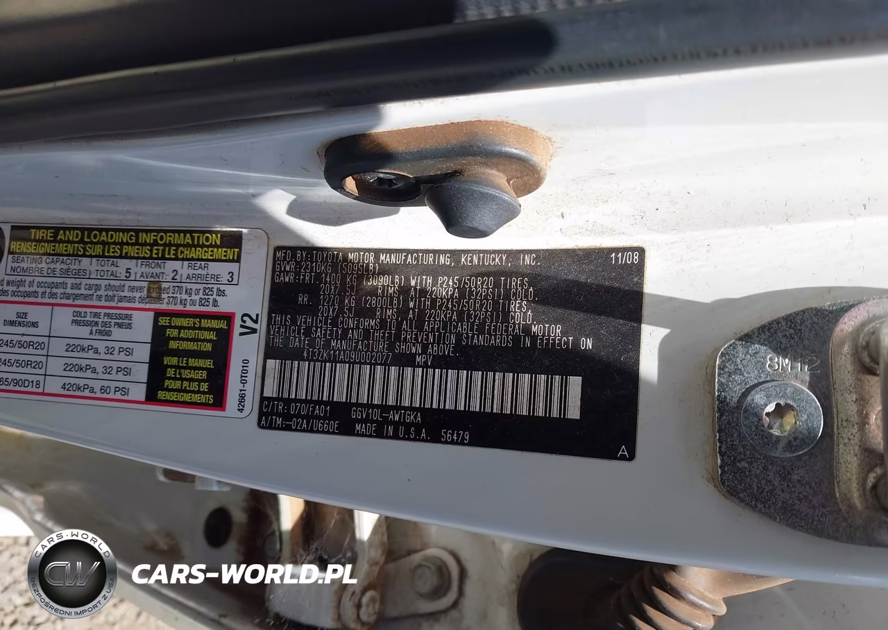 2009 Toyota Venza Base V6 VIN:4T3ZK11A09U002077 - 9