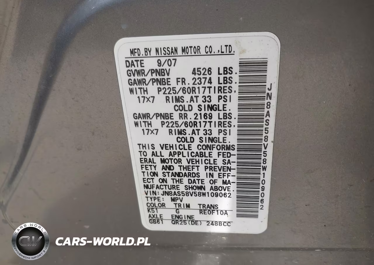 2008 Nissan Rogue Sl VIN:JN8AS58V58W109062 - 9