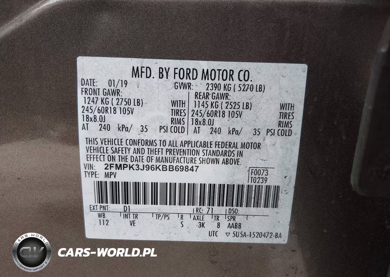 2019 Ford Edge Sel VIN:2FMPK3J96KBB69847 - 9