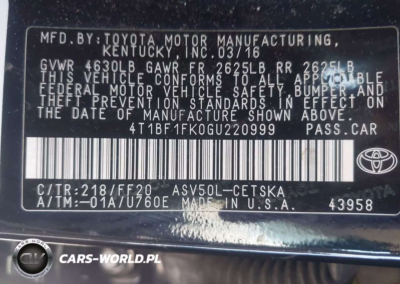 2016 Toyota Camry Se VIN:4T1BF1FK0GU220999 - 9