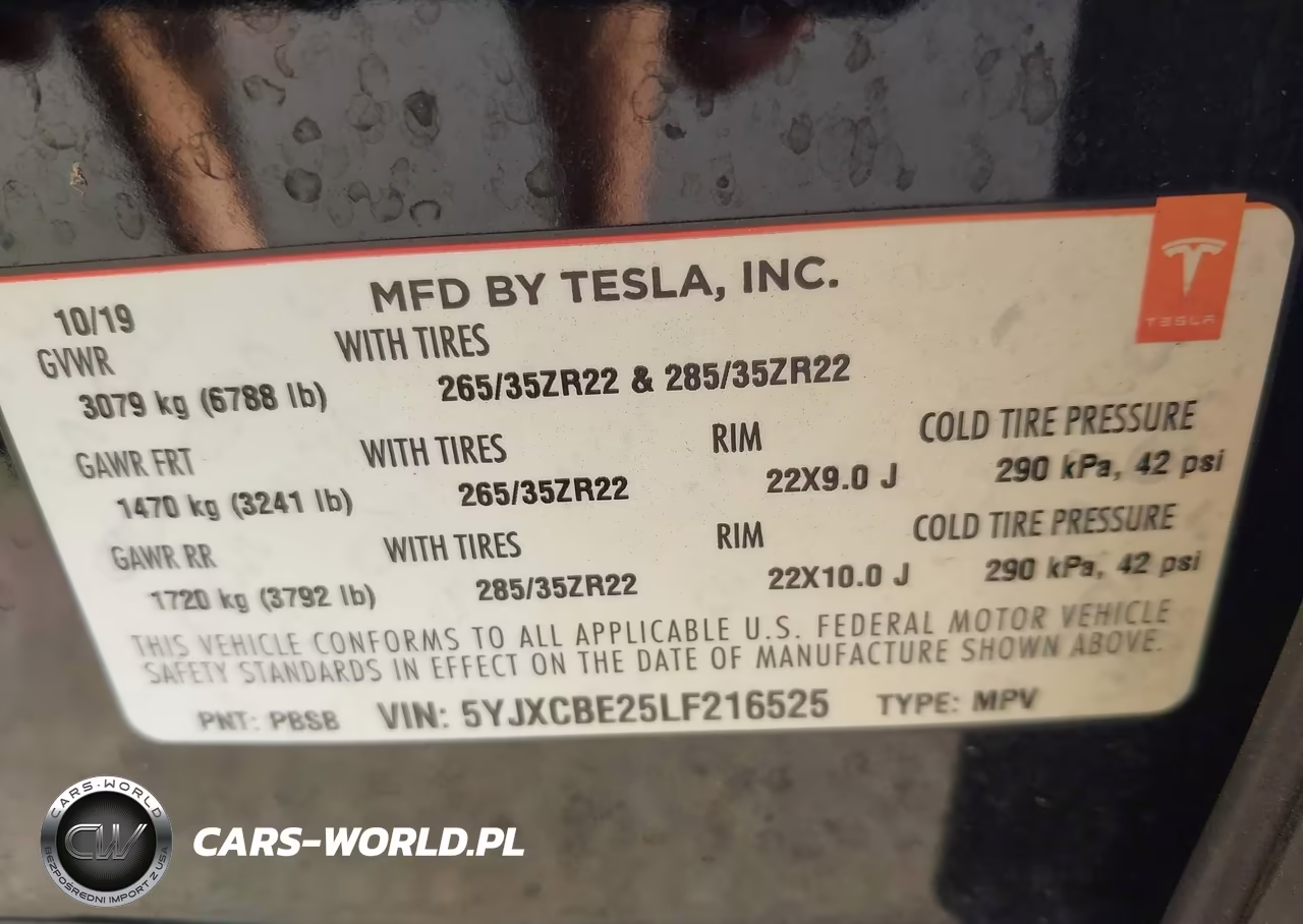 2020 Tesla Model X VIN:5YJXCBE25LF216525 - 9