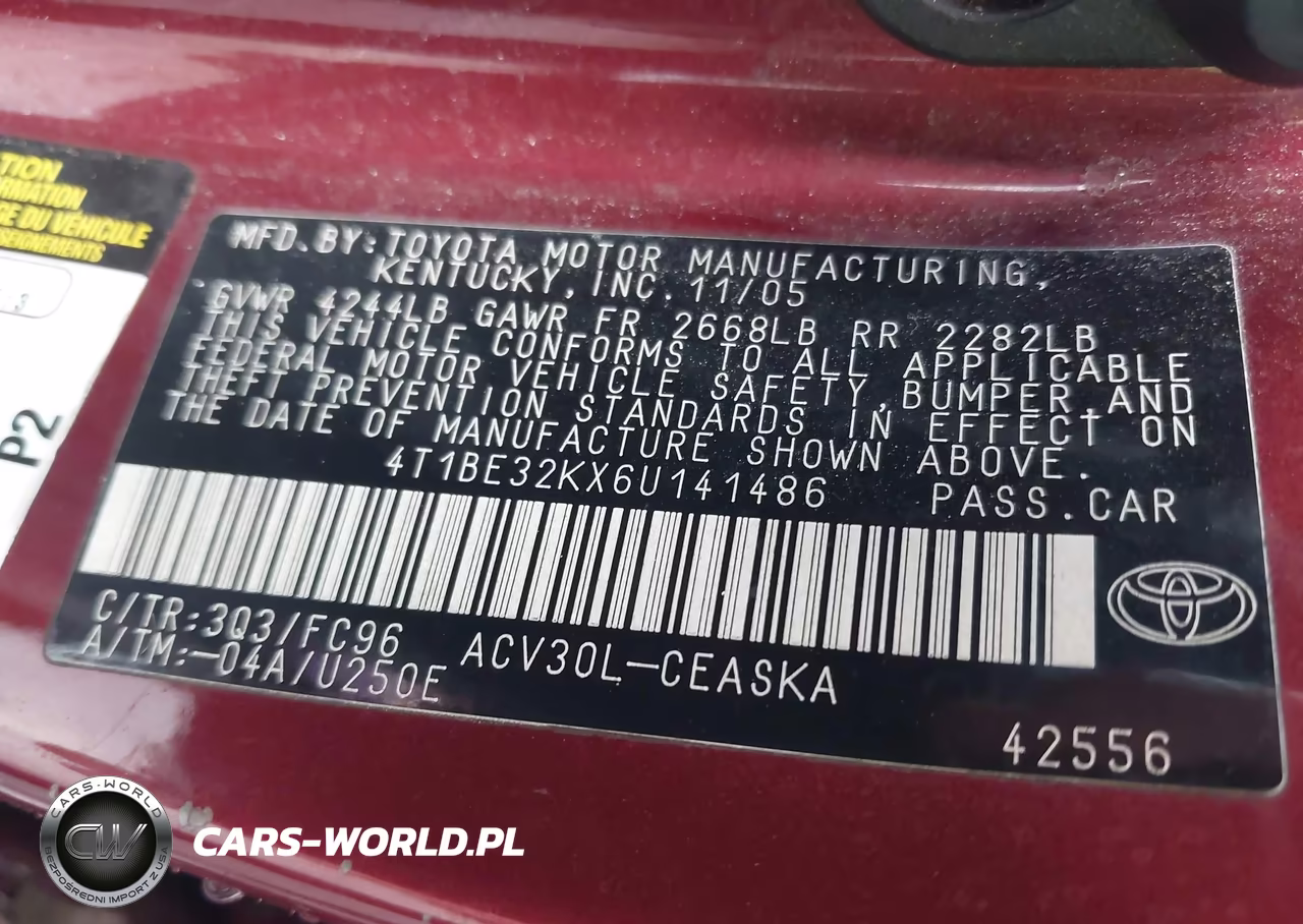 2006 Toyota Camry Se VIN:4T1BE32KX6U141486 - 9