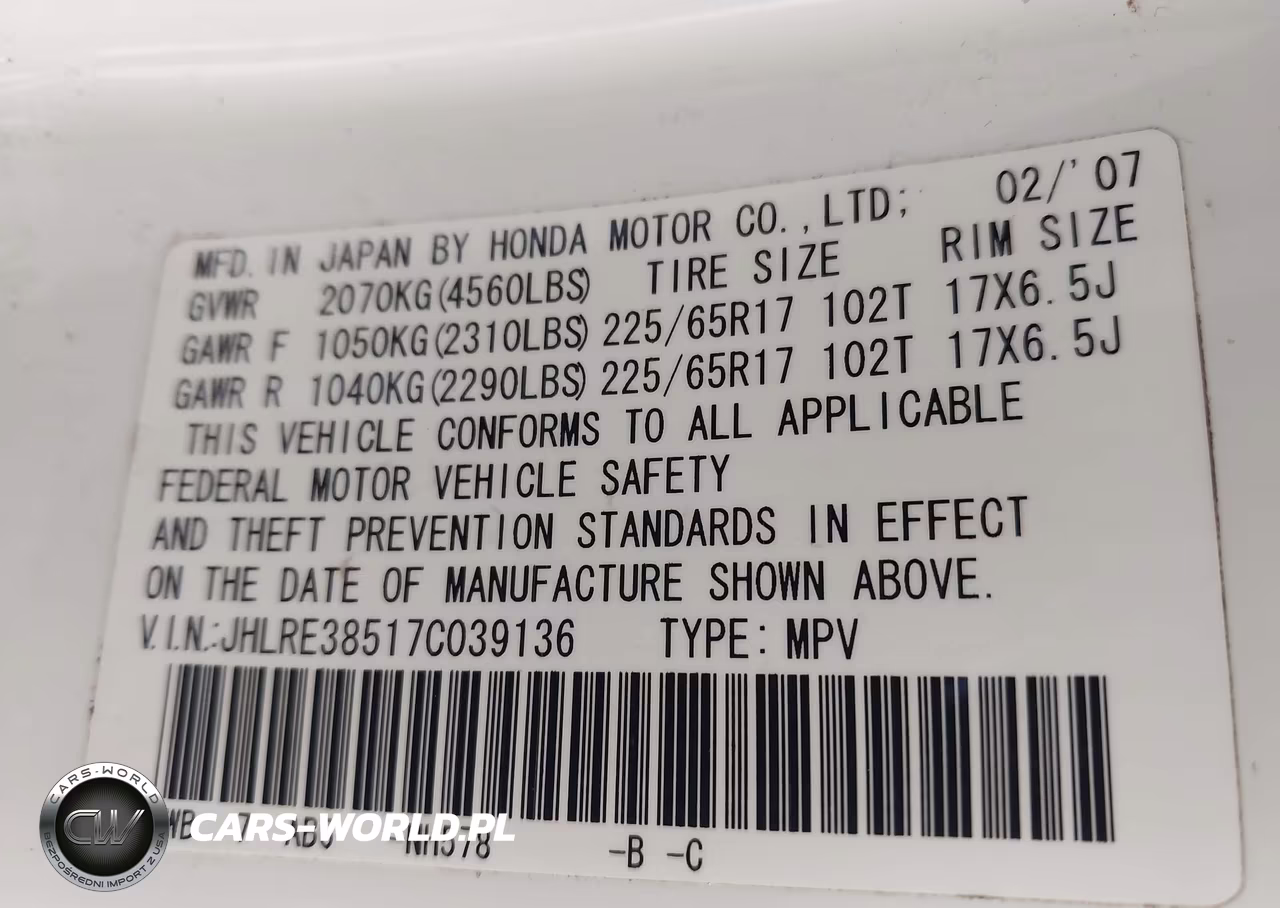 2007 Honda Cr-V Ex VIN:JHLRE38517C039136 - 9