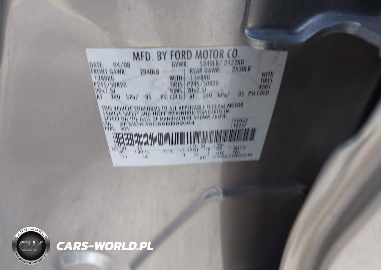 2008 Ford Edge Limited VIN:2FMDK39C88BB02064 - 9