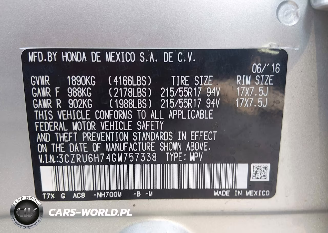 2016 Honda Hr-V Ex-L VIN:3CZRU6H74GM757338 - 9