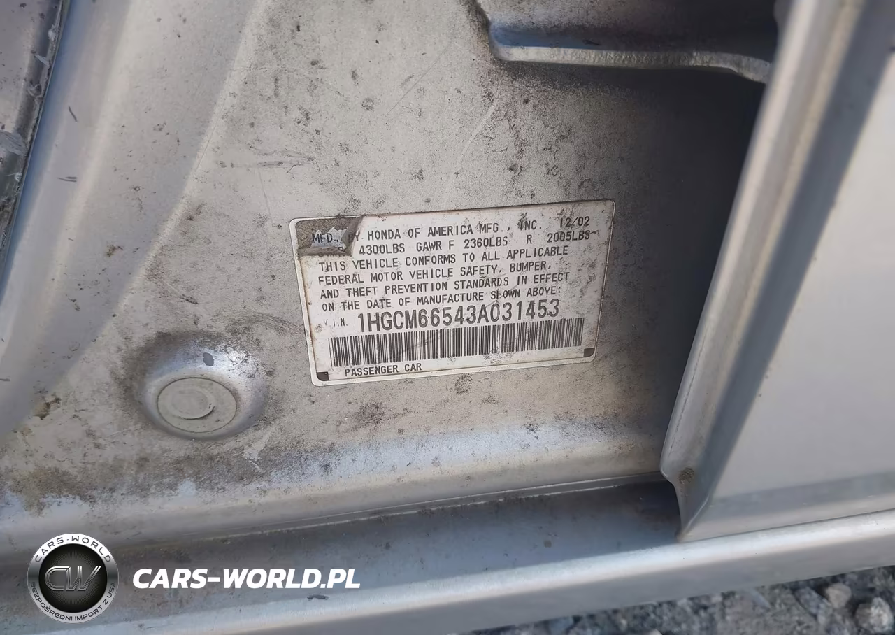 2003 Honda Accord 3.0 Ex VIN:1HGCM66543A031453 - 9