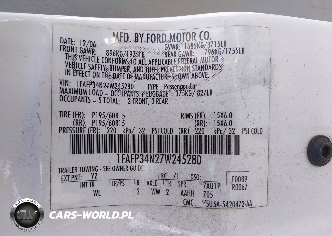 2007 Ford Focus S-Se-Ses VIN:1FAFP34N27W245280 - 9
