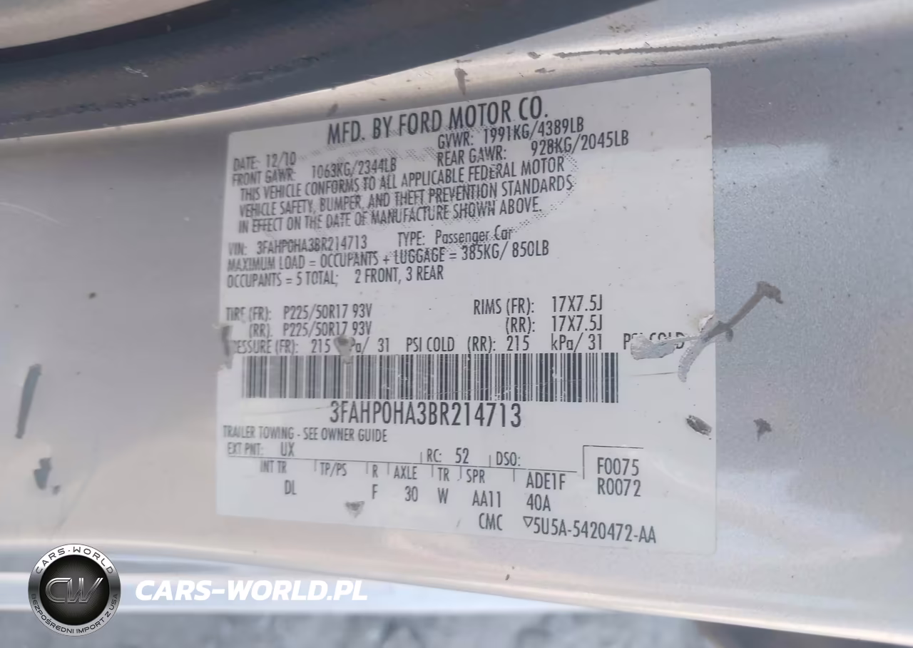2011 Ford Fusion Se VIN:3FAHP0HA3BR214713 - 9