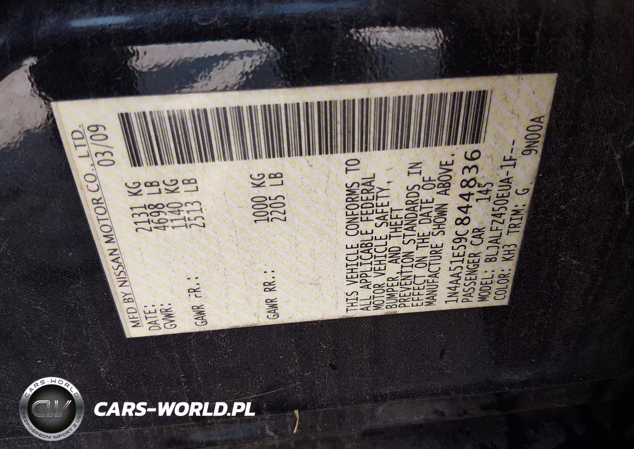 2009 Nissan Maxima 3.5 Sv VIN:1N4AA51E59C844836 - 9