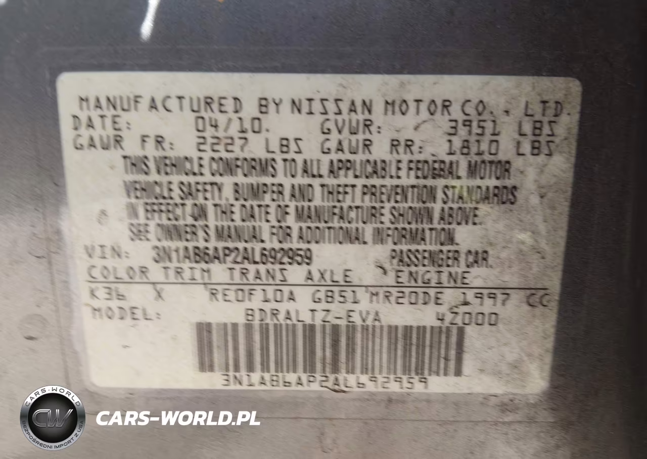 2010 Nissan Sentra 2.0S VIN:3N1AB6AP2AL692959 - 9