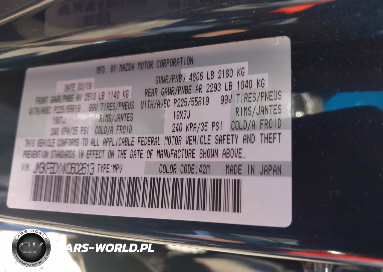 2019 Mazda Cx-5 Grand Touring Reserve VIN:JM3KFBDYXK0602613 - 9