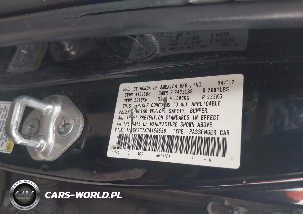 2012 Honda Accord 2.4 Ex VIN:1HGCP2F7XCA156538 - 9