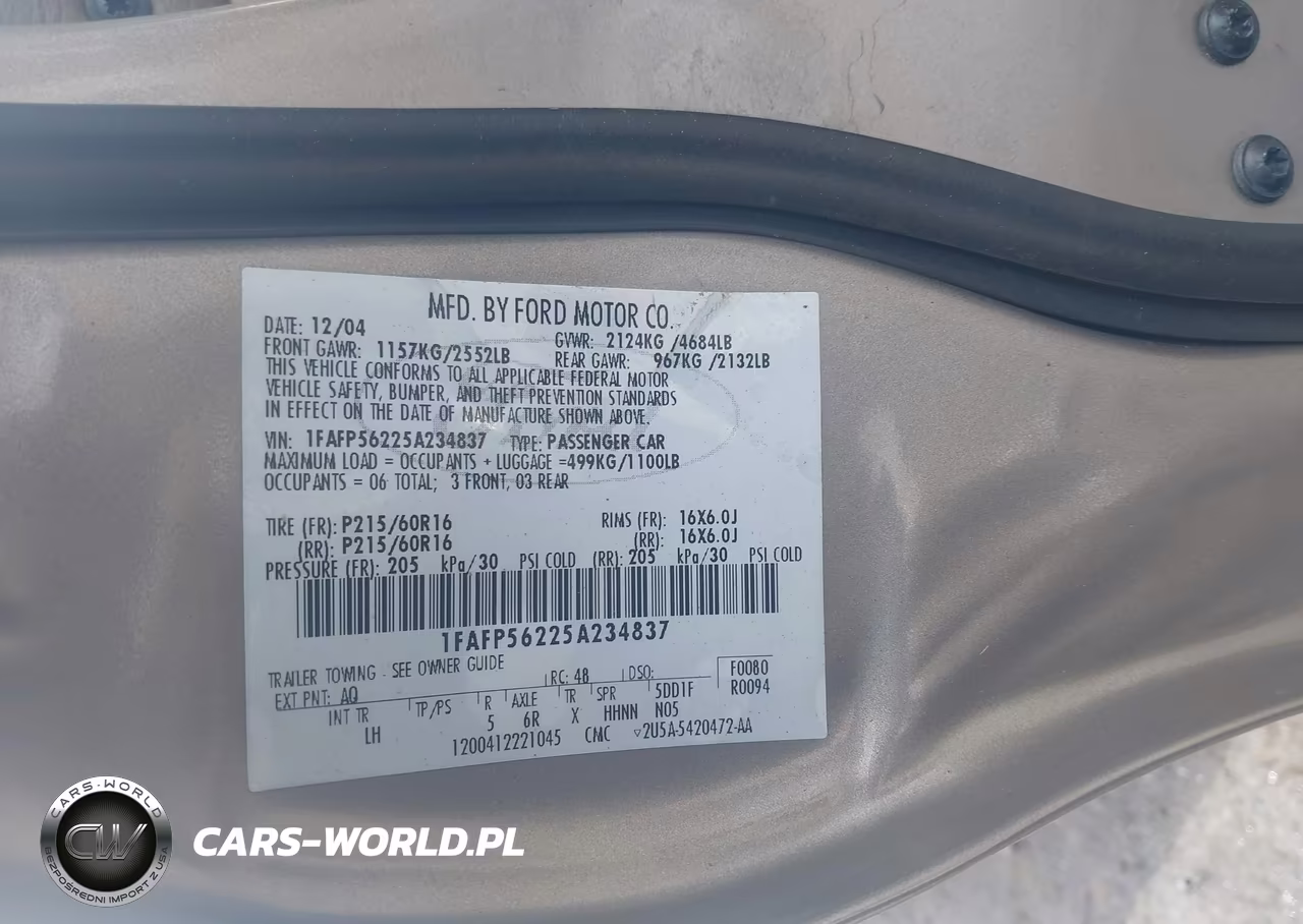 2005 Ford Taurus Sel VIN:1FAFP56225A234837 - 9