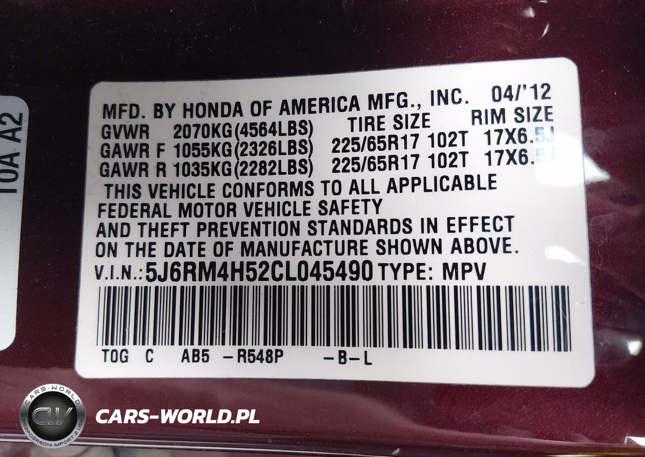 2012 Honda Cr-V Ex VIN:5J6RM4H52CL045490 - 9