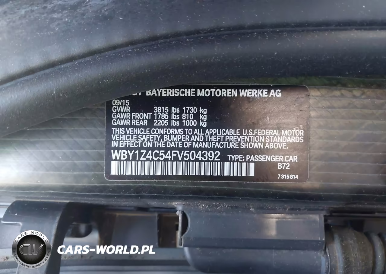 2015 BMW I3 Base W-Range Extender VIN:WBY1Z4C54FV504392 - 9