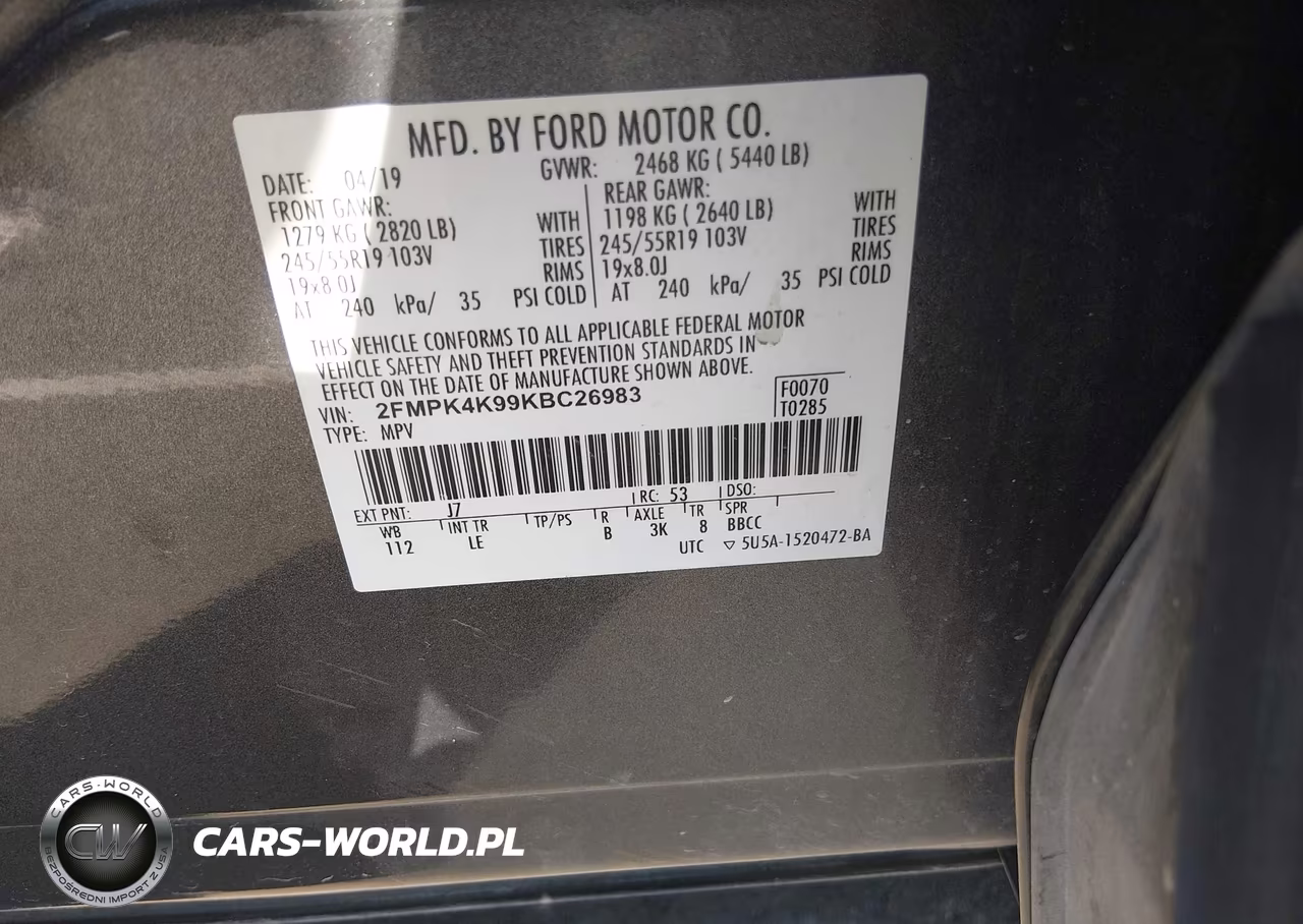 2019 Ford Edge Titanium VIN:2FMPK4K99KBC26983 - 9