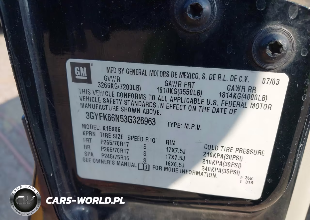 2003 Cadillac Escalade Esv Standard VIN:3GYFK66N53G326963 - 9