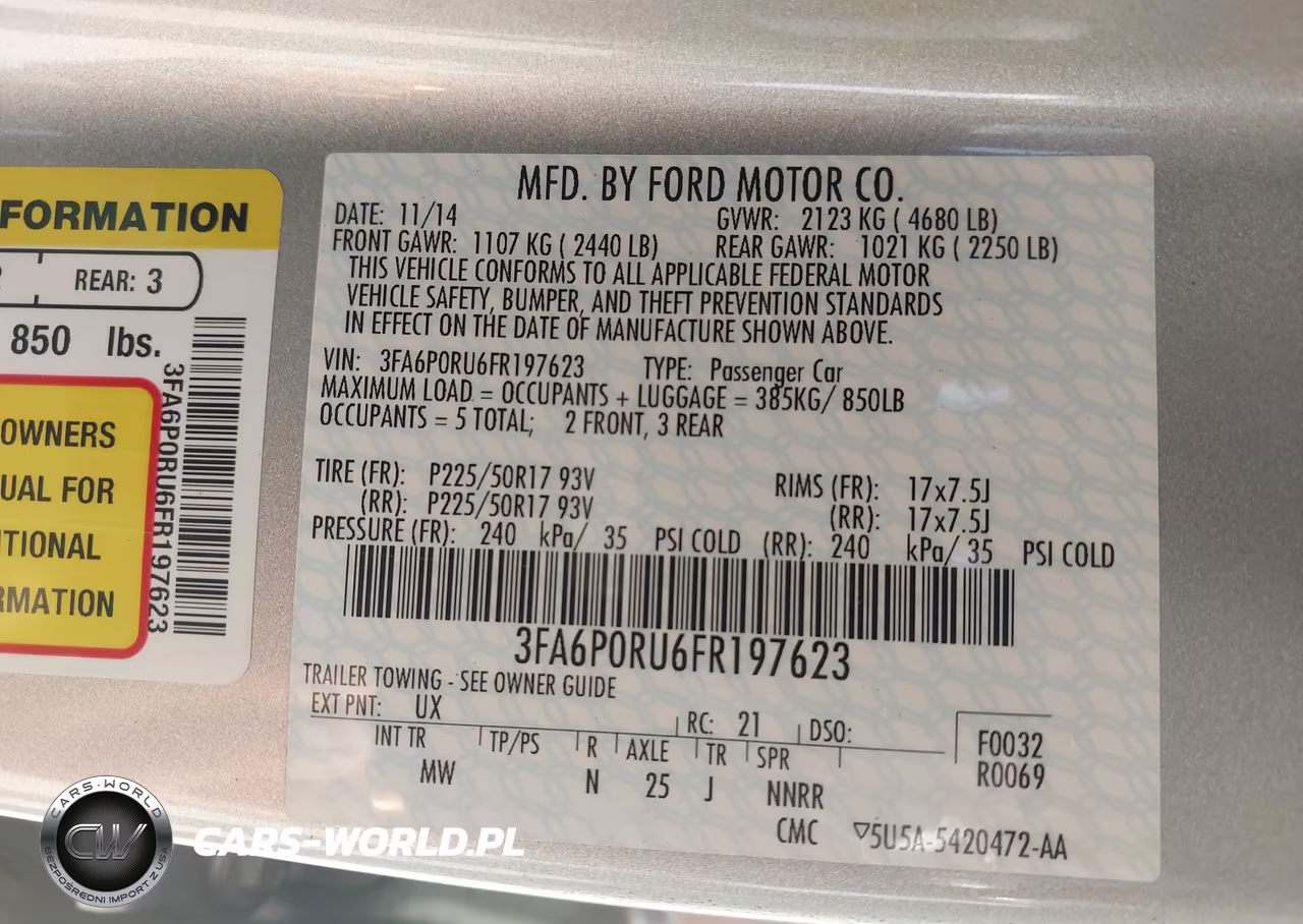 2015 Ford Fusion Hybrid Titanium VIN:3FA6P0RU6FR197623 - 9
