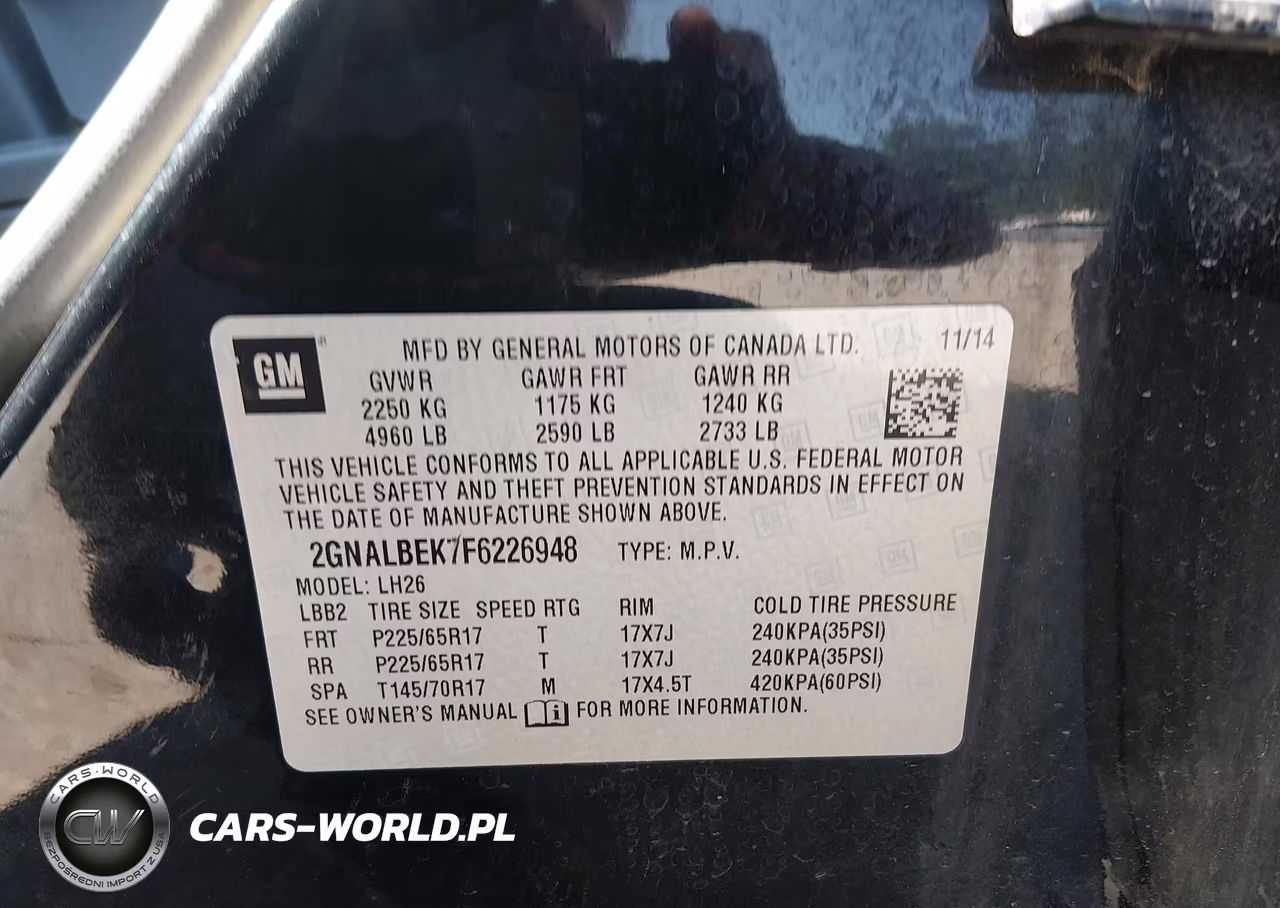 2015 Chevrolet Equinox Lt VIN:2GNALBEK7F6226948 - 9
