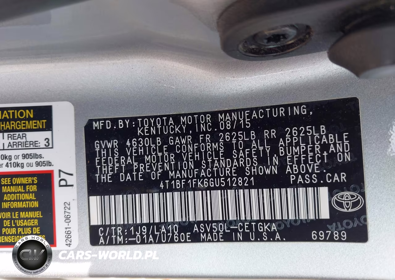 2016 Toyota Camry Xle VIN:4T1BF1FK6GU512821 - 9