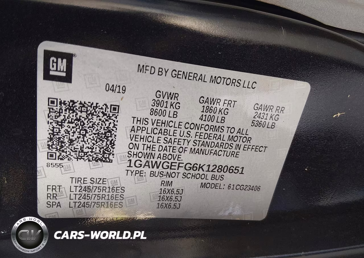 2019 Chevrolet Express 2500 Ls VIN:1GAWGEFG6K1280651 - 9