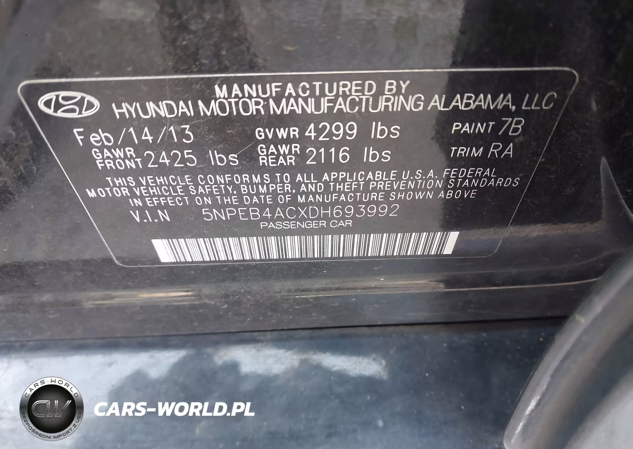 2013 Hyundai Sonata Gls VIN:5NPEB4ACXDH693992 - 9