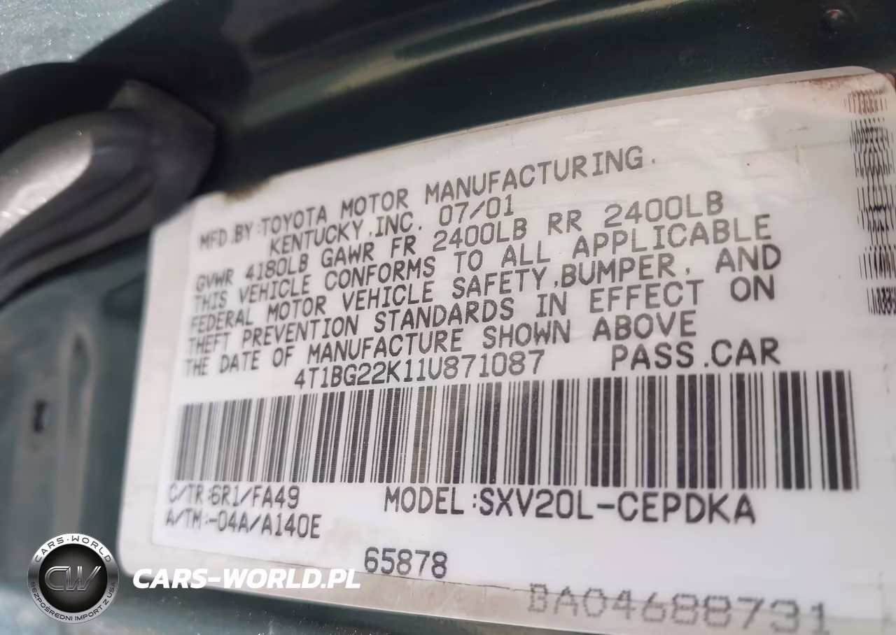 2001 Toyota Camry Ce VIN:4T1BG22K11U871087 - 9