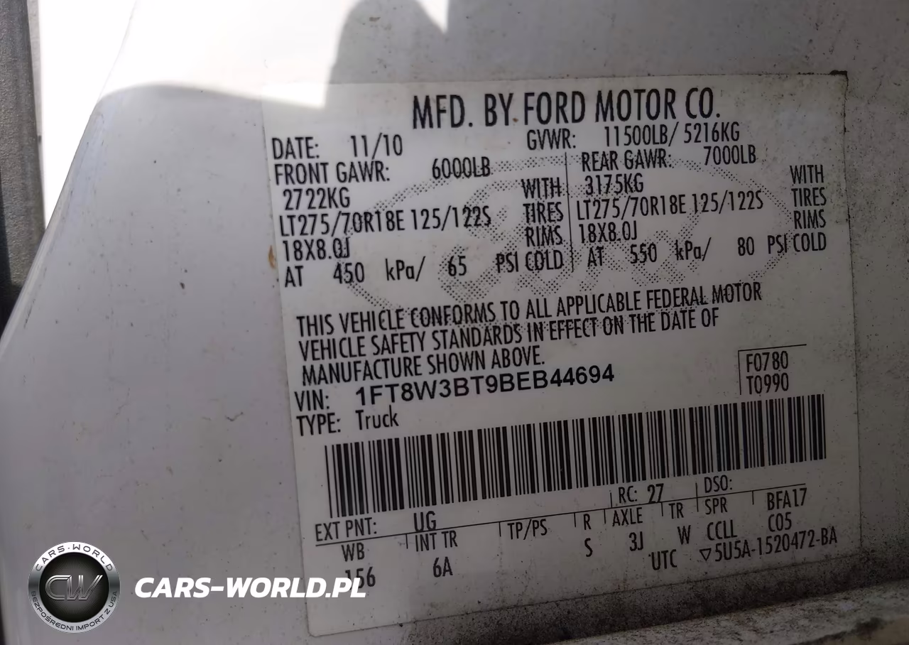 2011 Ford F-350 Lariat VIN:1FT8W3BT9BEB44694 - 8
