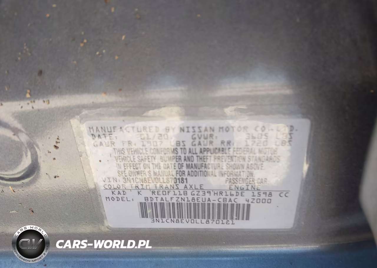 2020 Nissan Versa Sv Xtronic Cvt VIN:3N1CN8EV0LL870181 - 9