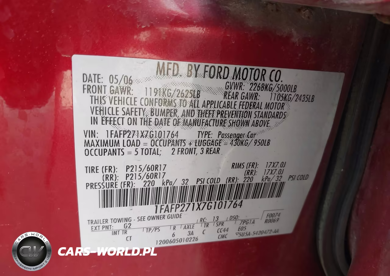2007 Ford Five Hundred Sel VIN:1FAFP271X7G101764 - 9