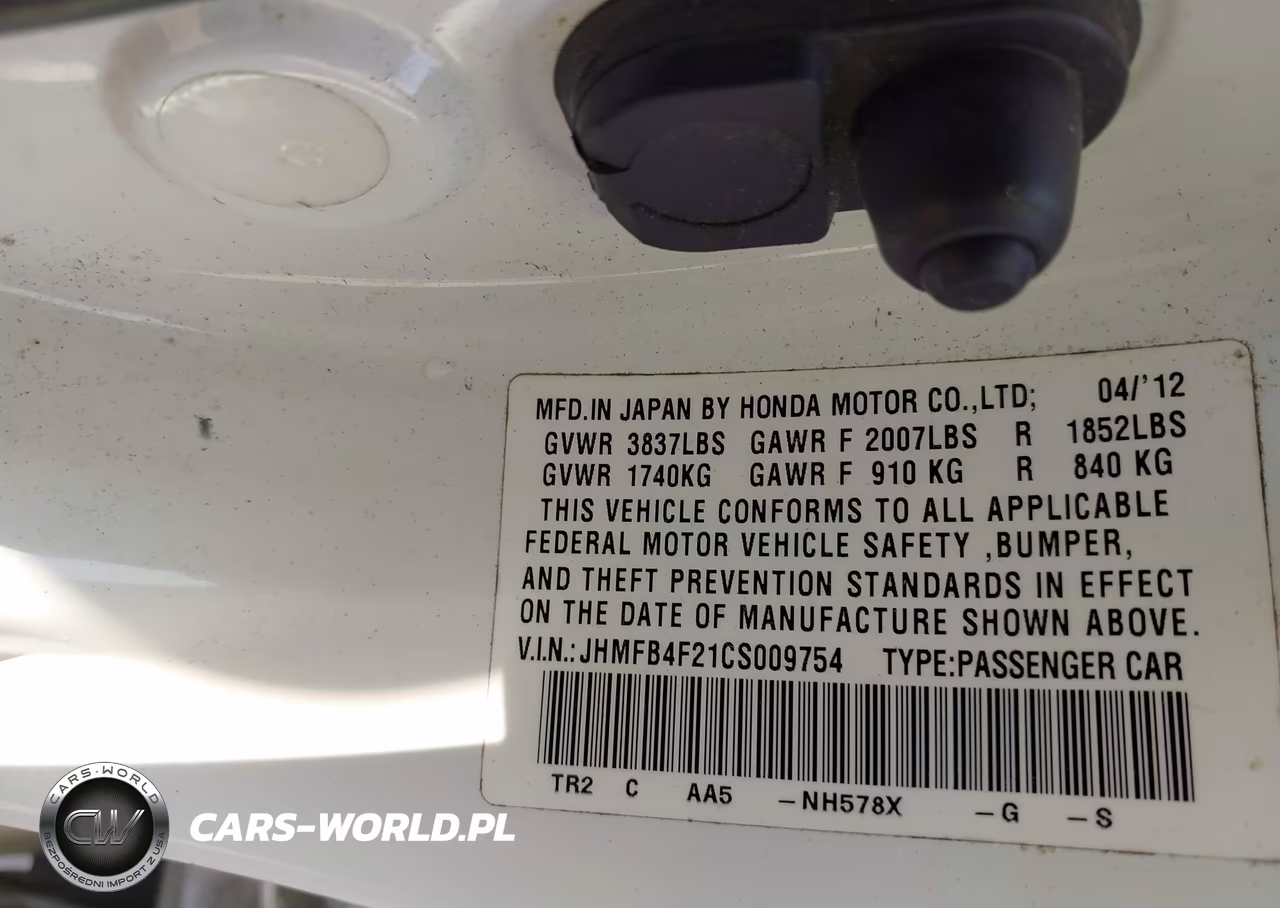 2012 Honda Civic Hybrid VIN:JHMFB4F21CS009754 - 9