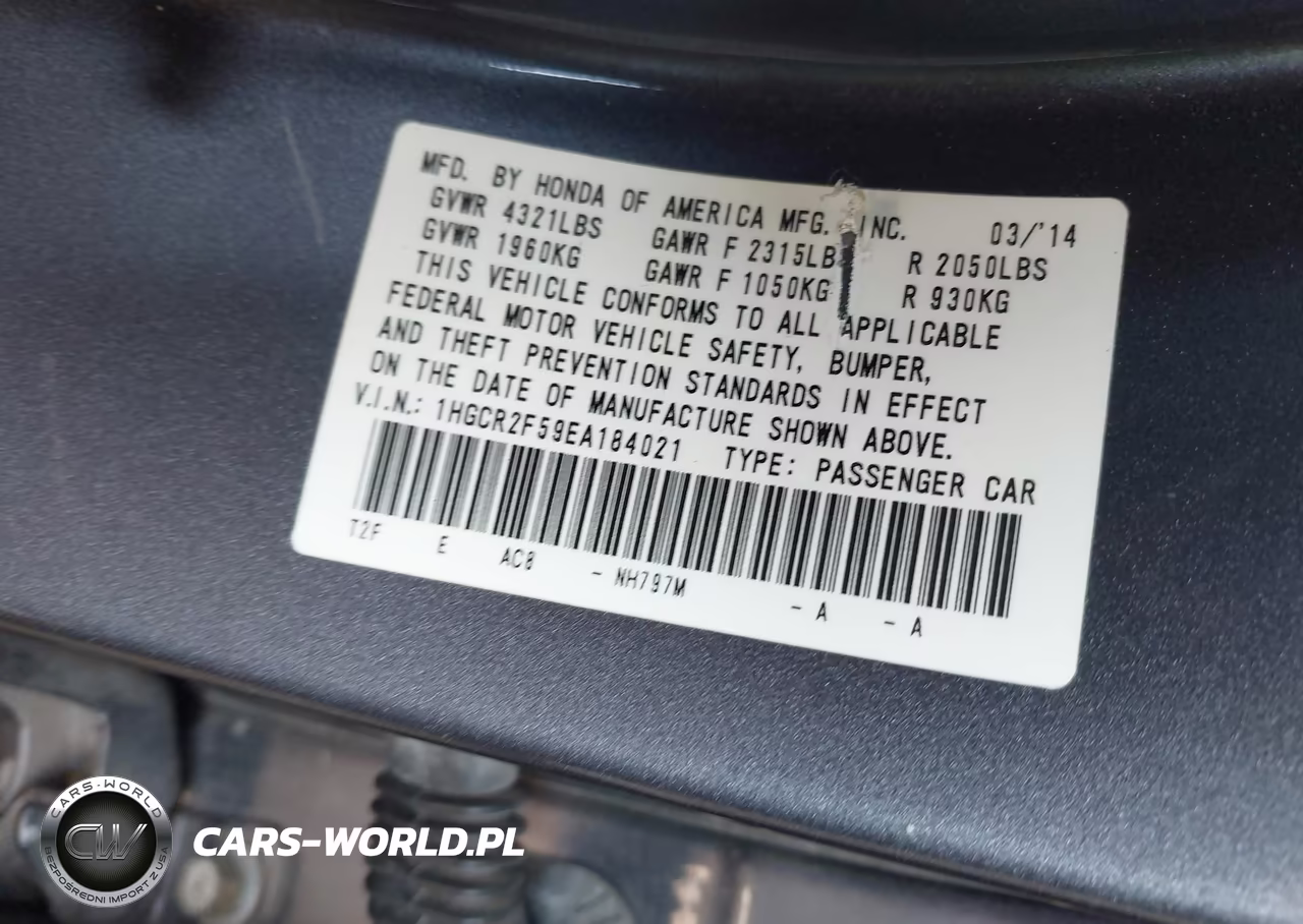 2014 Honda Accord Sport VIN:1HGCR2F59EA184021 - 9