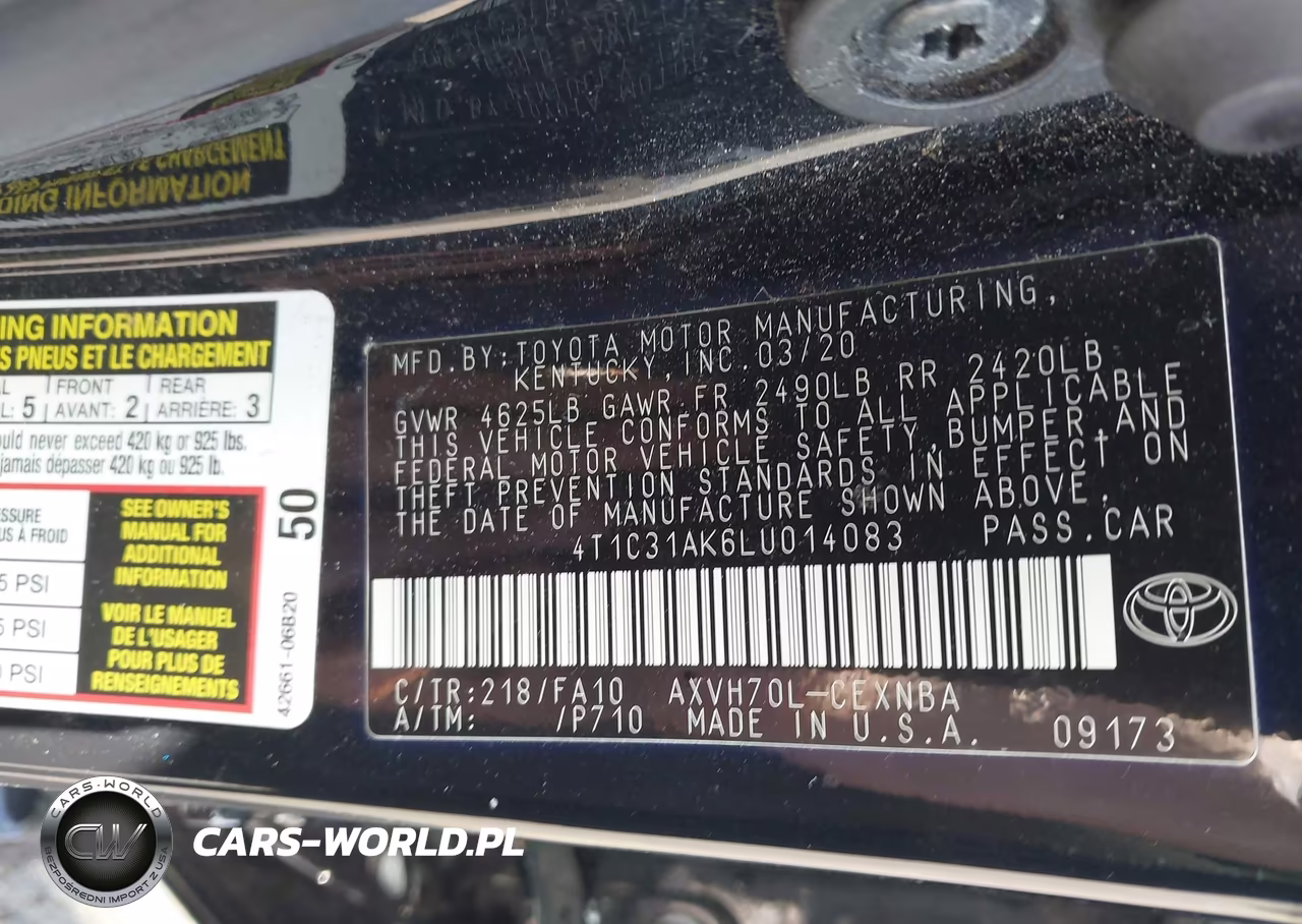 2020 Toyota Camry Le Hybrid VIN:4T1C31AK6LU014083 - 9