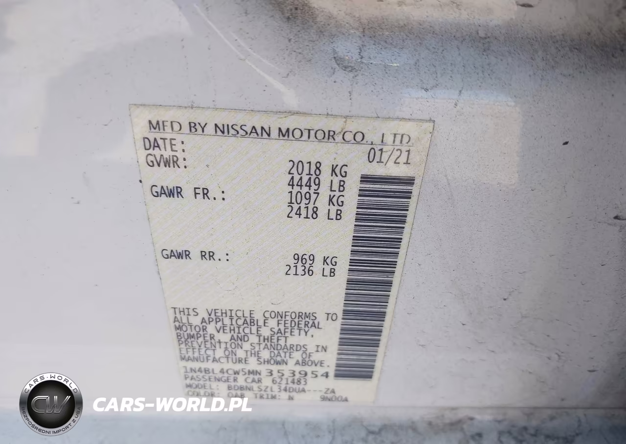 2021 Nissan Altima Sr Intelligent Awd VIN:1N4BL4CW5MN353954 - 9