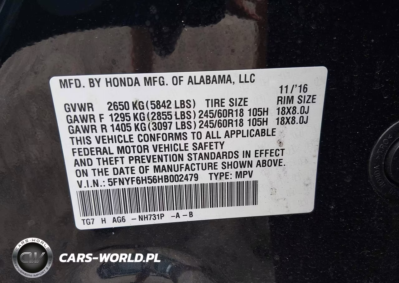 2017 Honda Pilot Ex-L VIN:5FNYF6H56HB002479 - 9
