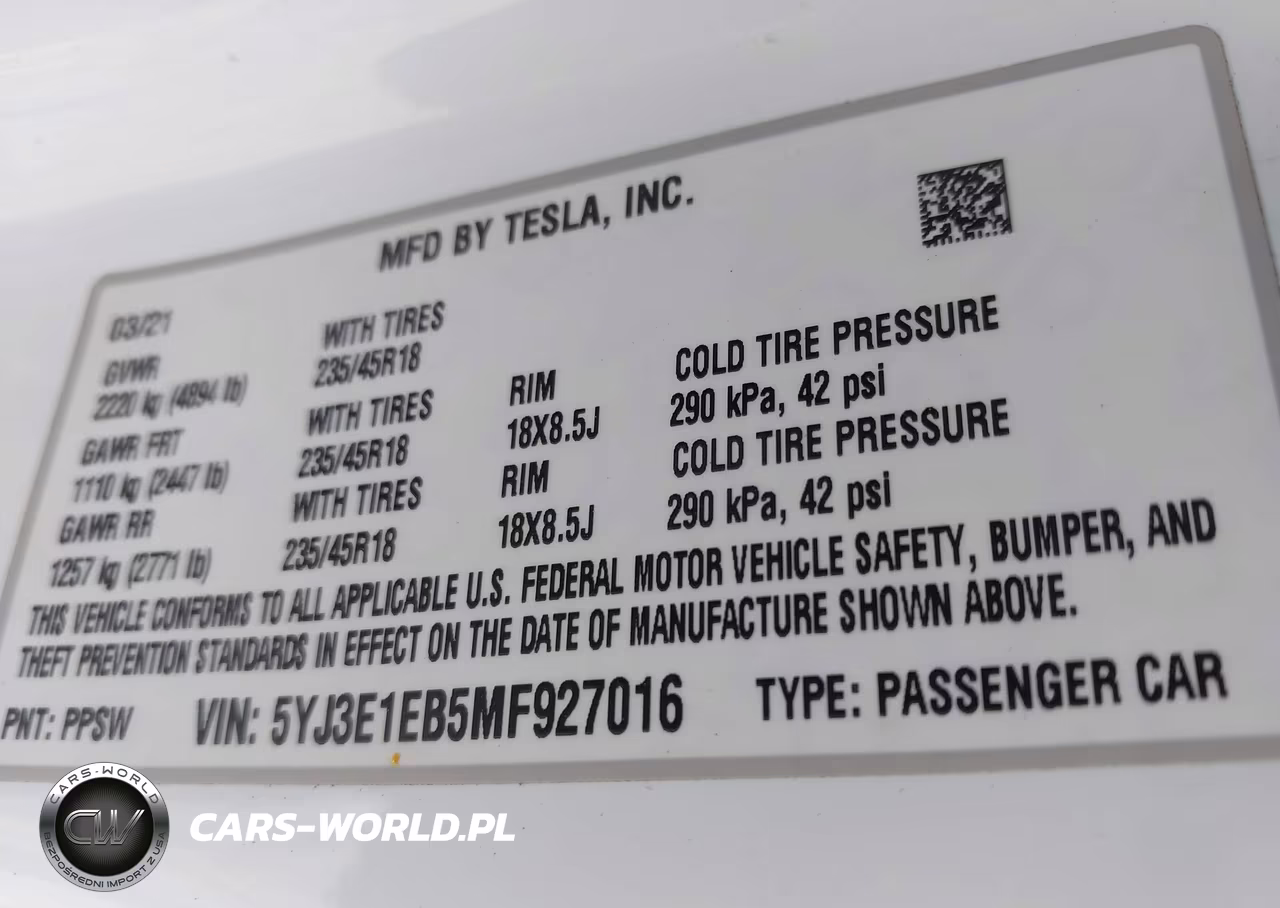 2021 Tesla Model 3 Long Range Dual Motor All-Wheel Drive VIN:5YJ3E1EB5MF927016 - 9